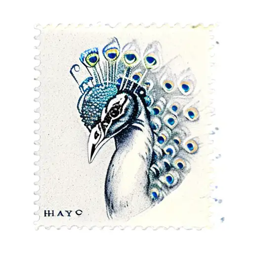 Peacock Head In A Uk Stamp
