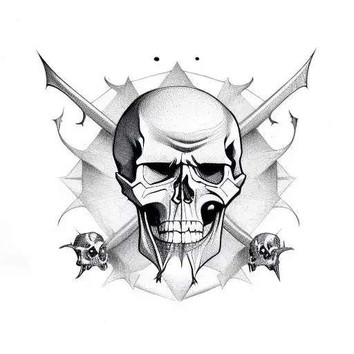 Skull With Bats