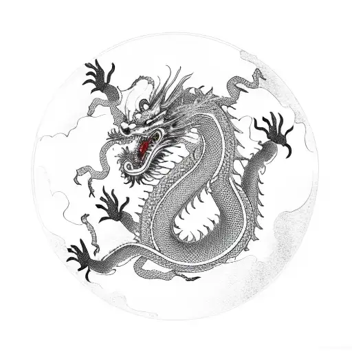 Chinese Dragon On Top Of Mountain