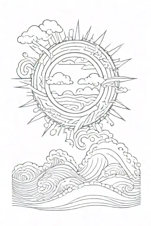 A Minimalist Simple Sun And Wave Merging