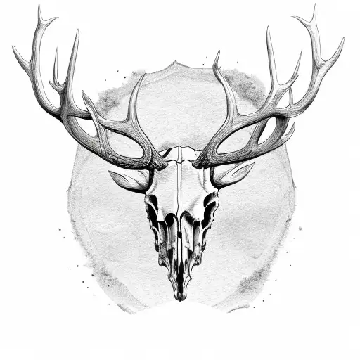 Big Elk Skull With Trees In Background