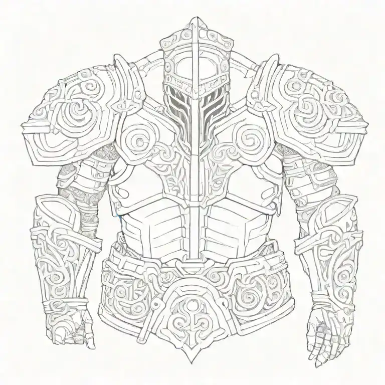 An Intricate Design Featuring Roman Soldier Armor With Maori Patterns And Skeletal Elements