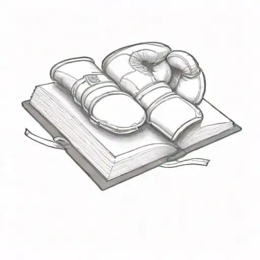 A Minimalist Tattoo Design Of An Open Book With Boxing Gloves As Bookmarks