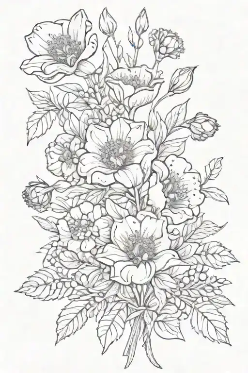 Flower Bouquet April September October November Birth Flowers With Stem