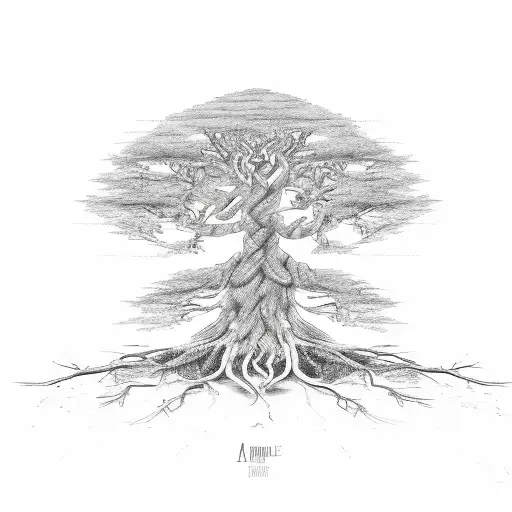 A Sketch-style Illustration Of A Family Tree With Each Branch Representing A Different Generation