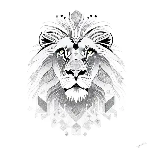 A Majestic Lion Surrounded By Intricate Geometric Patterns