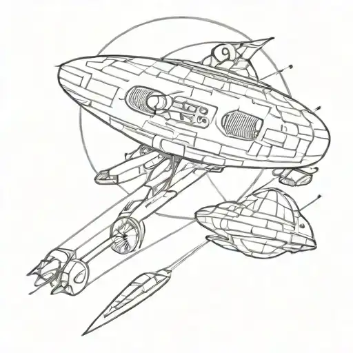 A Star Trek Inspired Tattoo Of A Space Exploration Ship Navigating Through A Computerized Galaxy