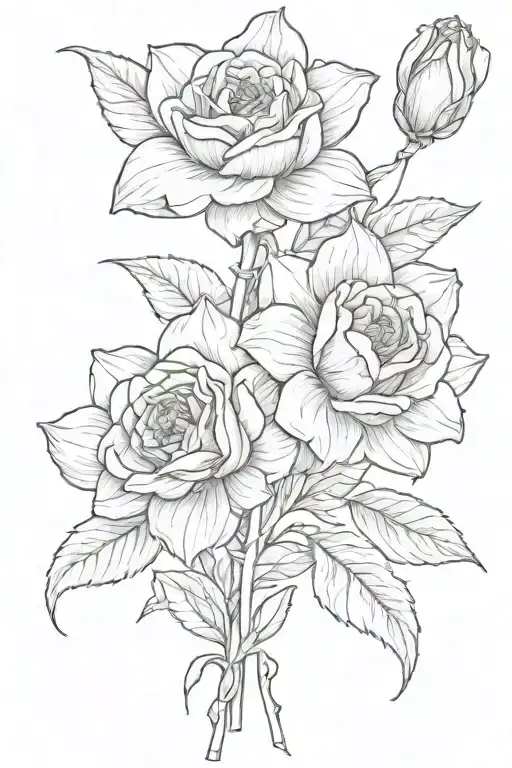 Rose And Narcissus Flower Intertwined