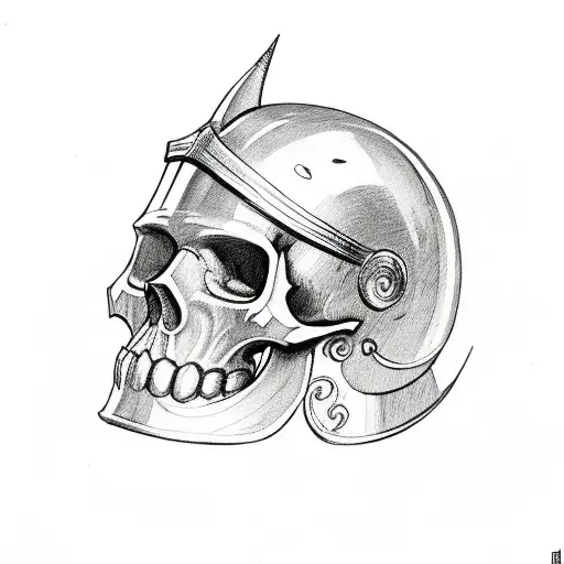 Viking Skull Wearing Helmet