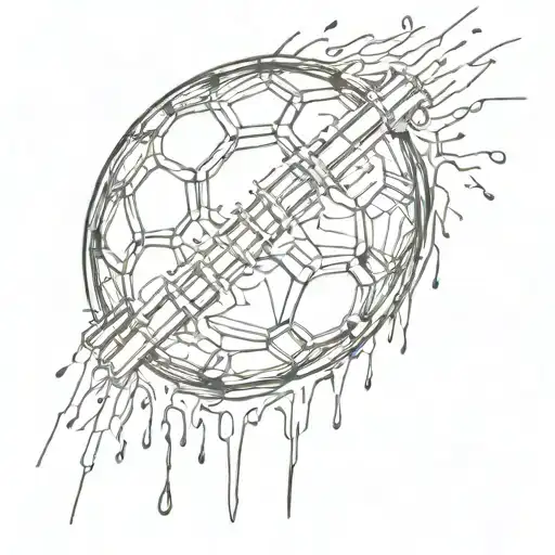 A Football With Dripping Paint Forming Intricate Patterns