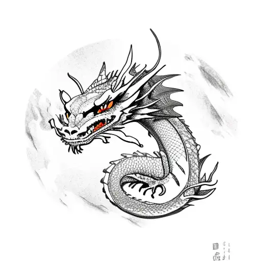 Dragon With Sakura Flowers
