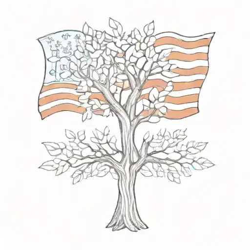 Croatian Flag With American Flag Tree