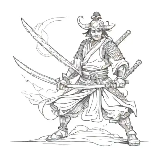 Samurai Warrior Wielding A Sword In A Dynamic Pose