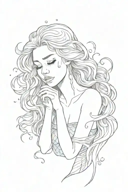 Mermaid Crying With Tears