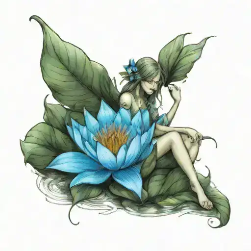 Fairie Sitting On Water Lillie Flower