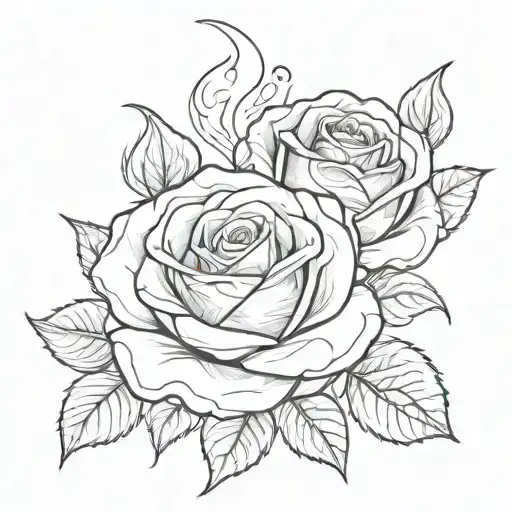 A Flaming Rose With Hidden Images Of Family Members Within The Petals