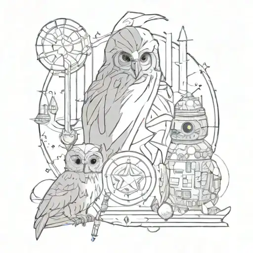 A Tattoo Design Combining Elements Of Harry Potter And Star Wars