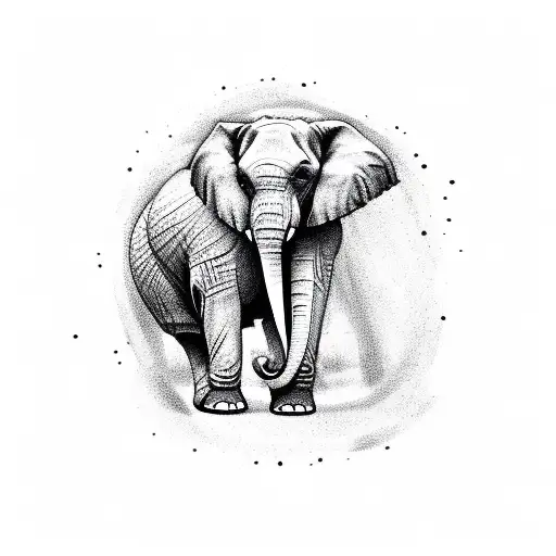 One Line Sketch Of An Elephant Made From The Letters Y N H
