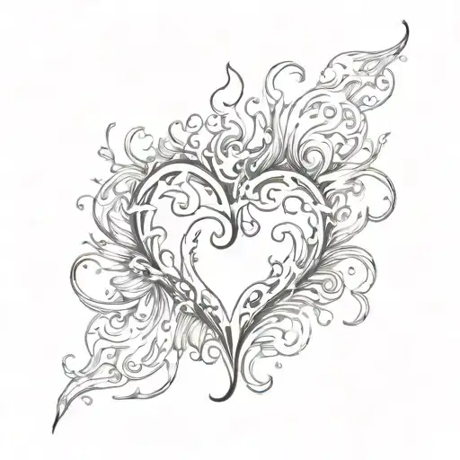 A Heart On Fire With A Semi Colon Integrated