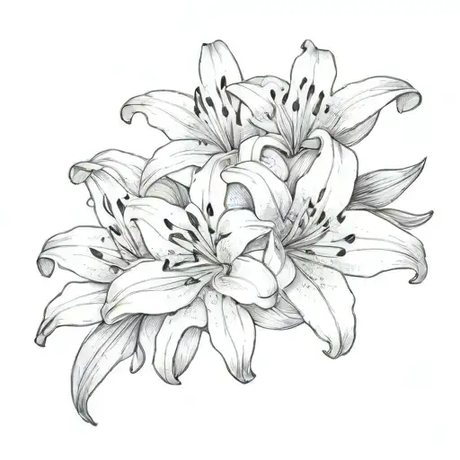 Lily Flowers Engraving