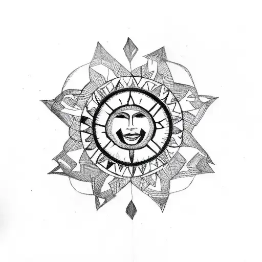 Filipino Sun And Star With Filipino Tribal Patterns