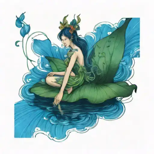 Fairie Sitting On Water Lillie Flower