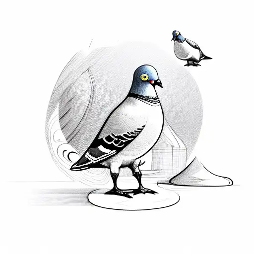 Cartoon Pigeon With A Forge