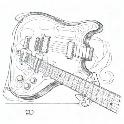 Illustrate A Guitar Fretboard Morphing Into A Cigarette In A Sketch Style