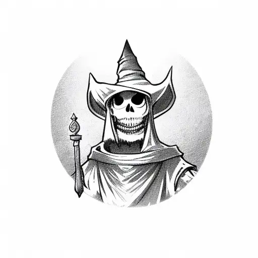Cartoon Skeltion With Wizard Robe And Hat Holding Potion Bottle Portait