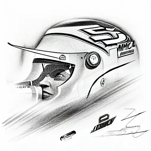 Line Drawing Of Retro Nascar From The Side And Make Fit Screen