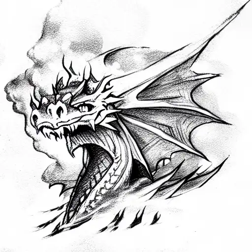 Dragon Popping Out Of A Cloud Of Smoke