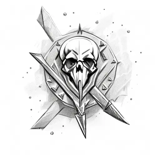 A Sketch-style Illustration Of A Skull Wearing A Spiked Crown And Holding A Lightning Bolt
