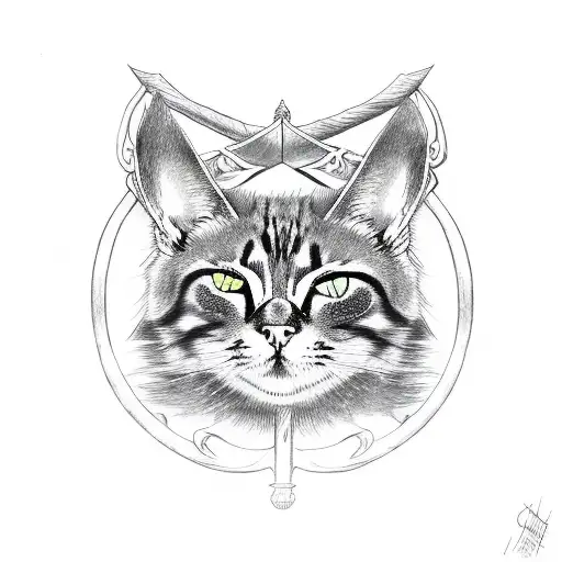 Cat With Swords And Skulls