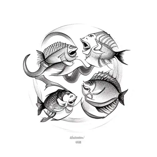 A Sketch Of A Virgo Maiden And A Pisces Fish Cooking Together In A Kitchen