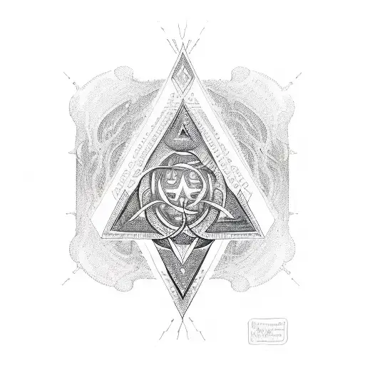 An Intricate Sketch Of Yggdrasil With The Valknut Symbol Incorporated Within Its Roots