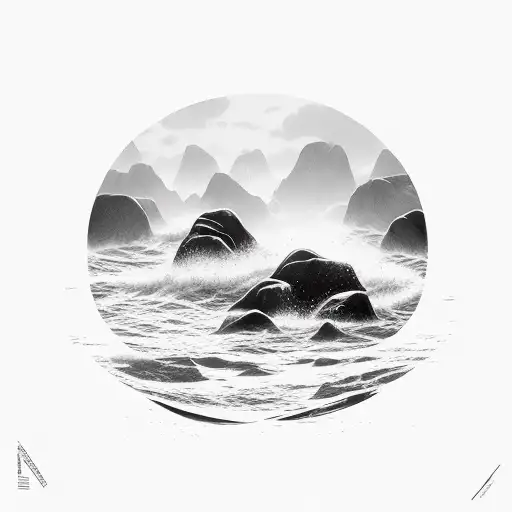 Ocean Waves Breaking On Rocks