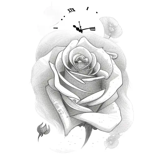 Deck Of Cards With Roses And A Clock