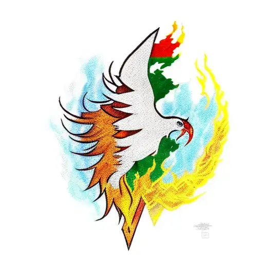 Phoenix With The Tail Being The Outline Of Palestine