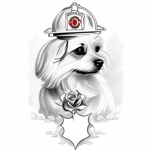 Fire Department Maltese With Roses