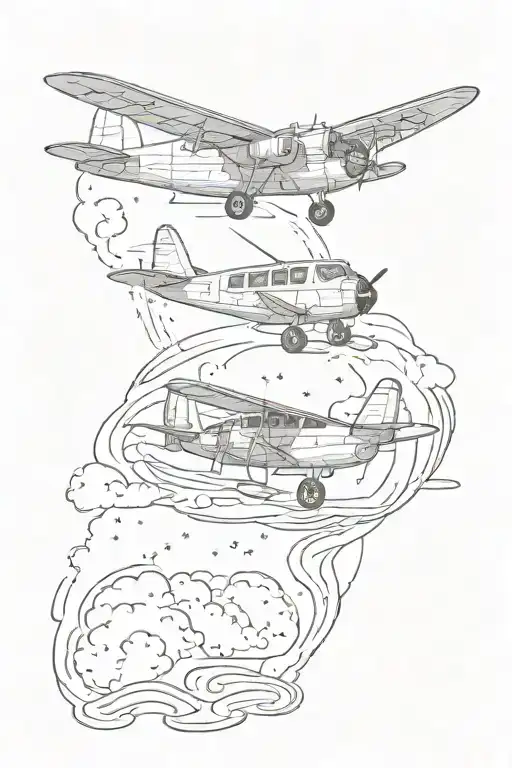 Distance Plane Couple Tattoo For Best Friends