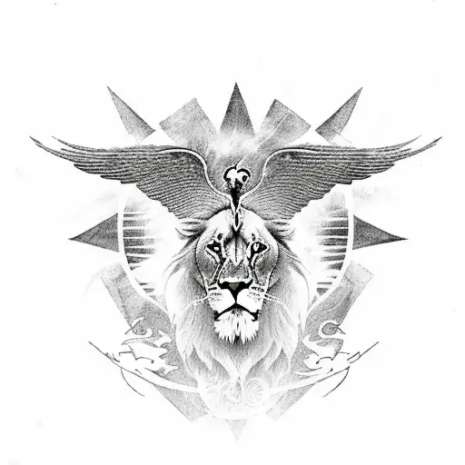 A Lion And A Phoenix Symbolizing The Balance Between Strength And Spirituality