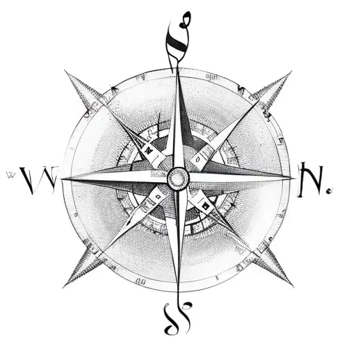 A Compass Surrounded By Musical Notes