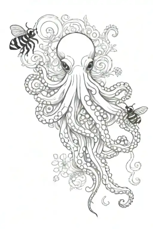 Plant Weird Hippy Octopus And Bee Surrounded