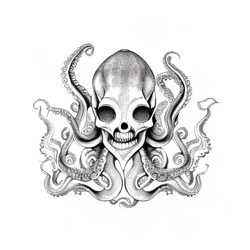 Octopus Mermaid Skull