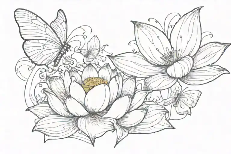 Lotus Flower And Butterfly And Name Written