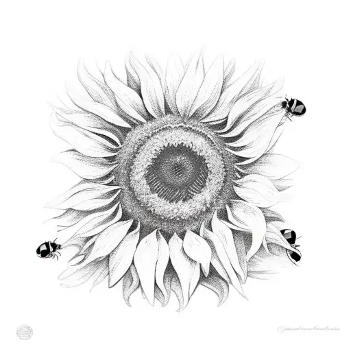 Sunflower Bracelet With Ladybugs