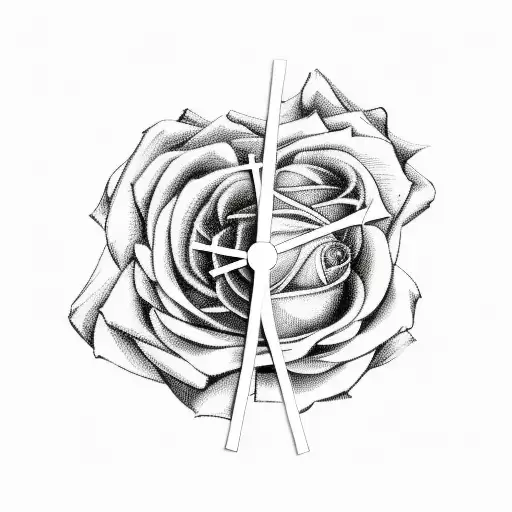 Clock With A Church Cross And Roses