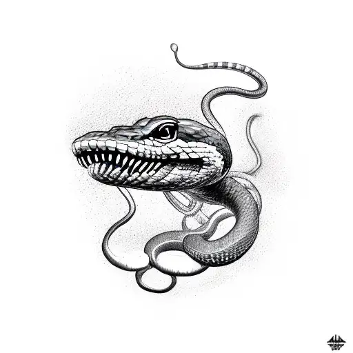 Arm Sleeve Venomous Snake Preparing To Strike