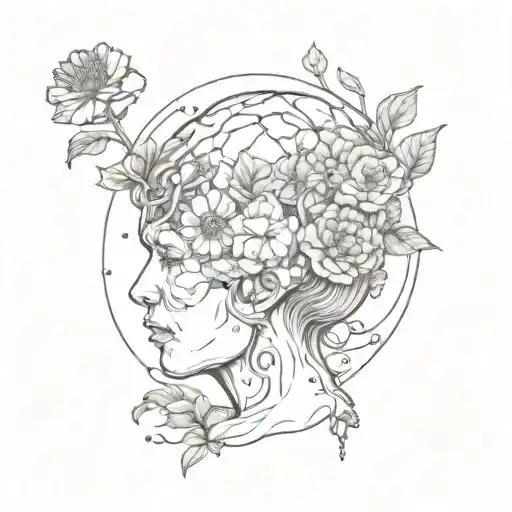 Planet Brain With Flowers