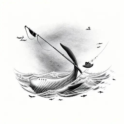 Stick Man Fishing For A Whale